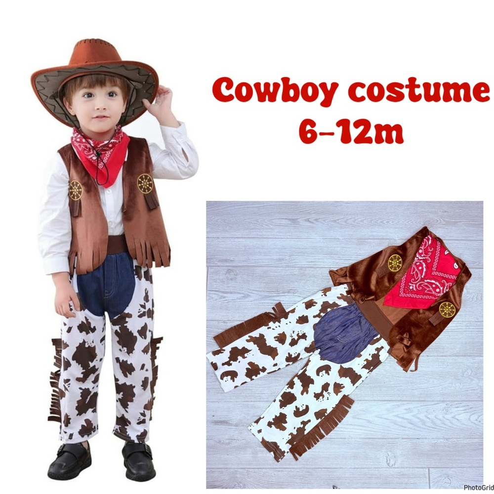 Cowboy western Halloween costume cosplay pants vest and handkerchief 6-12m